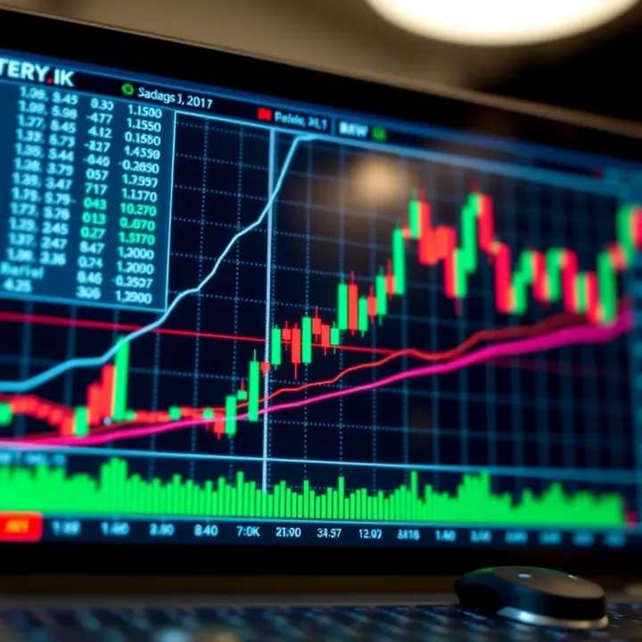 Chart displaying candlestick patterns and price movements in trading
