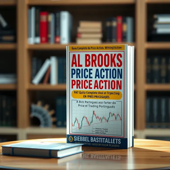 Screenshot of Al Brooks Price Action book cover in Portuguese with trading diagrams
