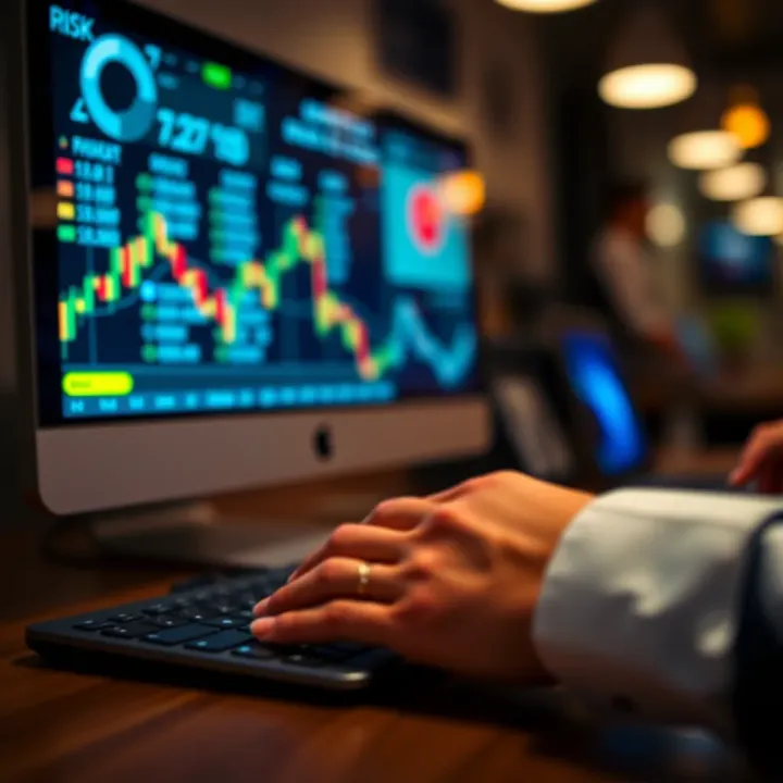 Graphic showing evaluation criteria for brokers, asset types, and risk management in binary options