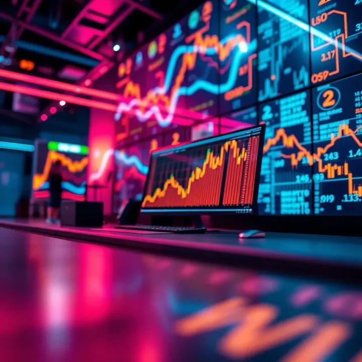 Vibrant wallpaper design with futuristic digital patterns reflecting binary trading themes