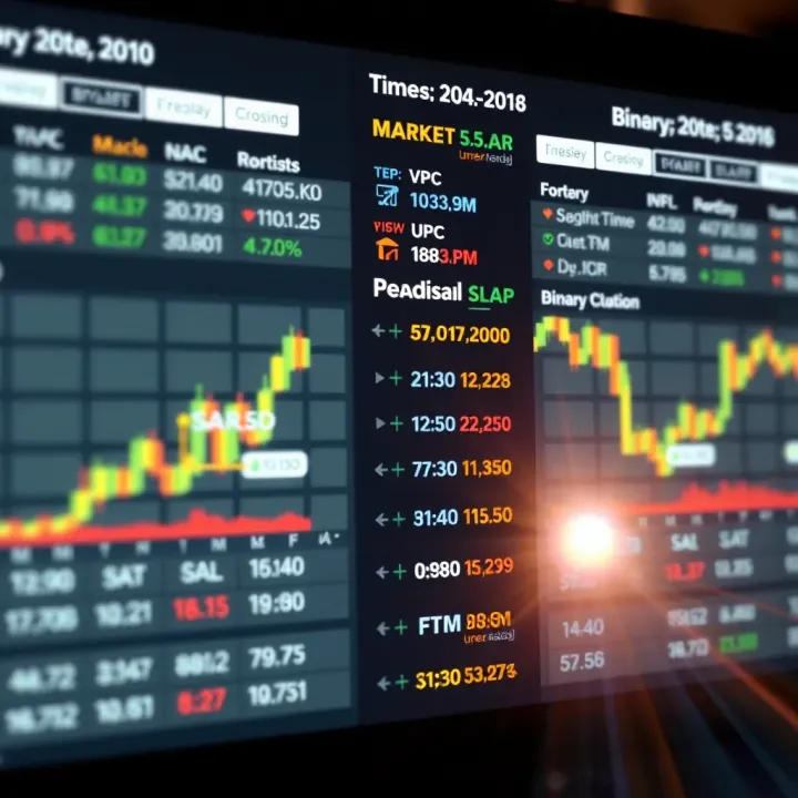 Binary options trading chart displaying market opening and closing times in Brazil