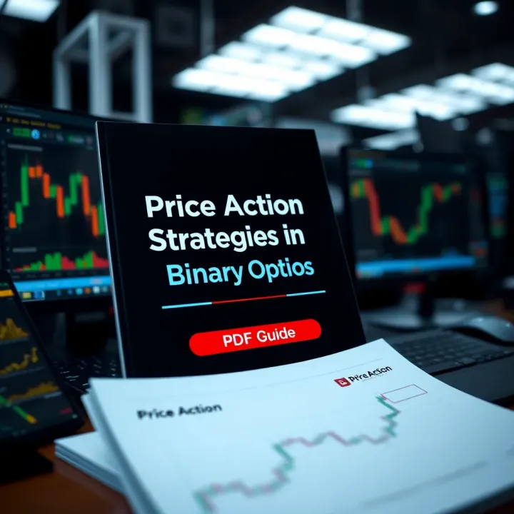 Guidebook cover showing a PDF document about price action strategies in binary options