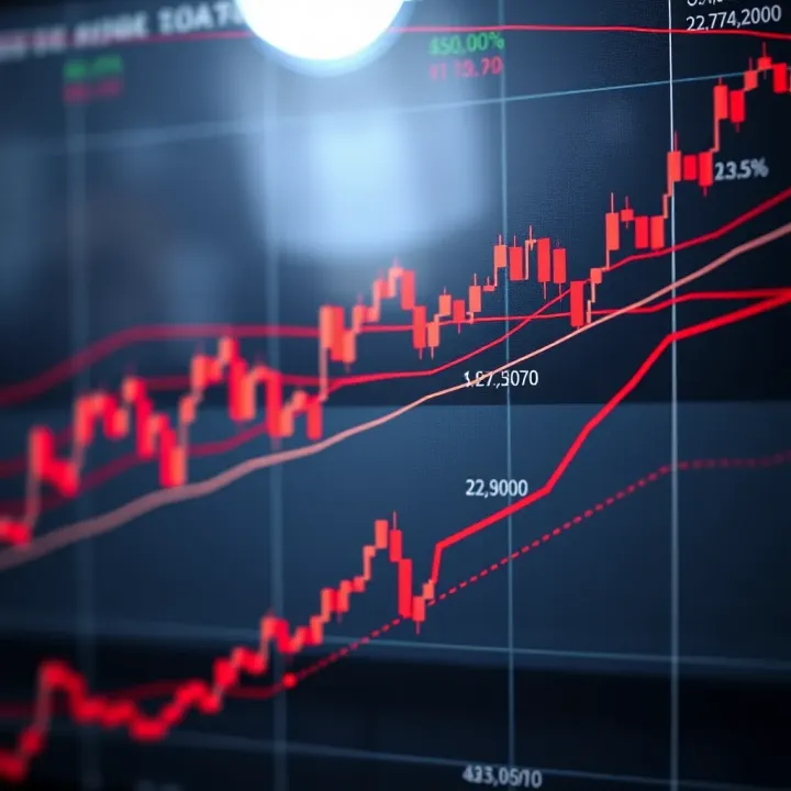Graph showing binary options trading with upward and downward trends