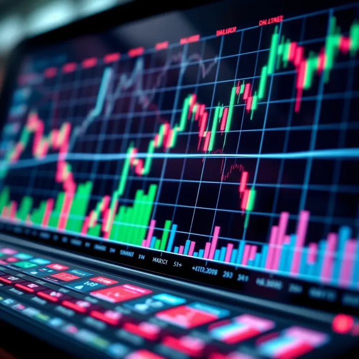 Graph illustrating the dynamics of binary options trading platforms with market trends and indicators