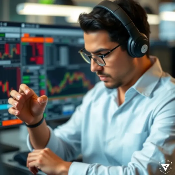 Visual representation of financial risk factors and security measures in binary options trading