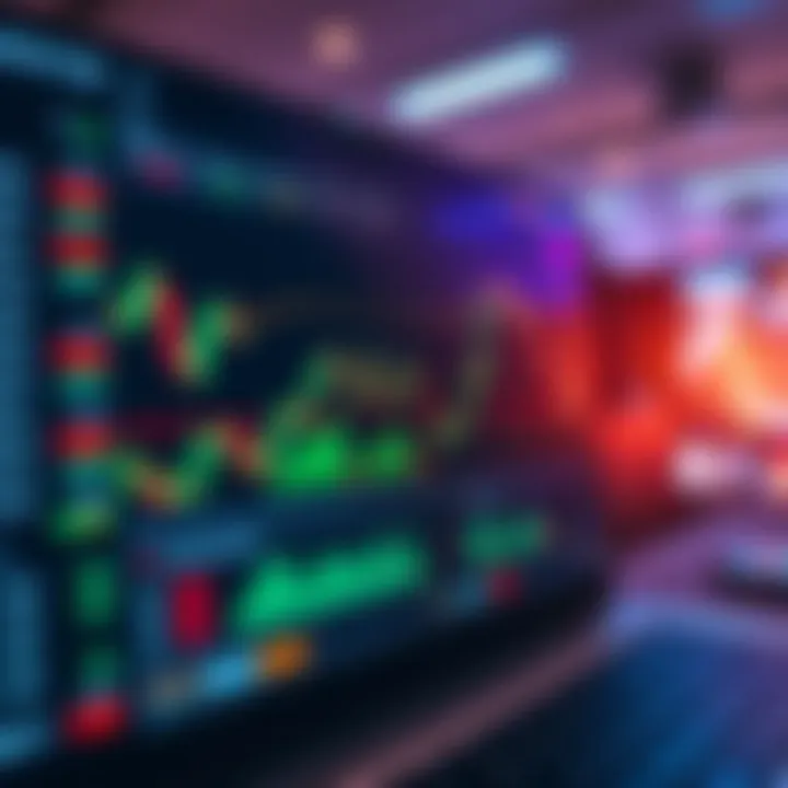 Cryptocurrency day trading platform interface showing real-time charts and trading options