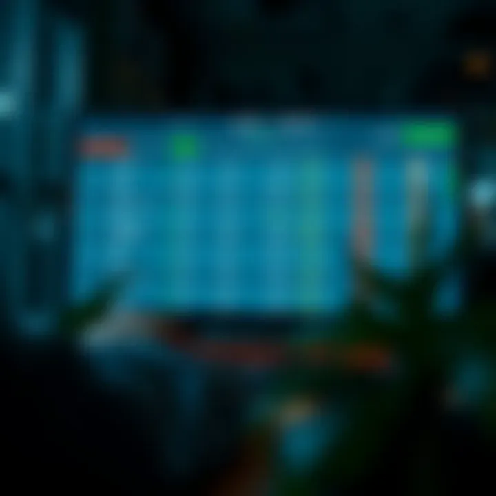 Comparison chart showing features of different day trading platforms on a digital screen