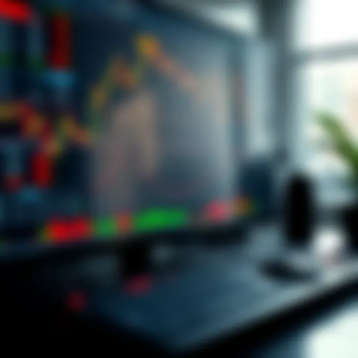 Trading platform interface showing various financial market charts and analysis tools