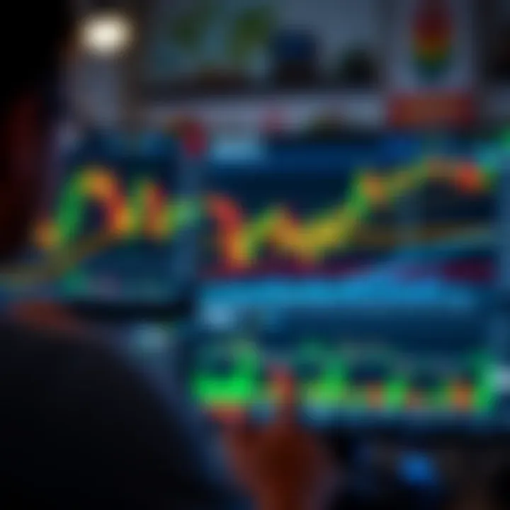 User interface of a day trading platform showing stock charts and technical indicators