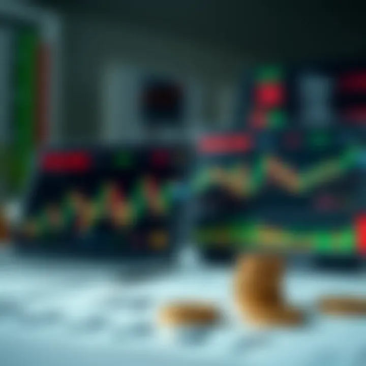 Illustration of binary options trading concepts with charts and financial symbols
