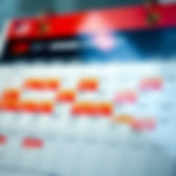 Calendar displaying key economic events and indicators for investors