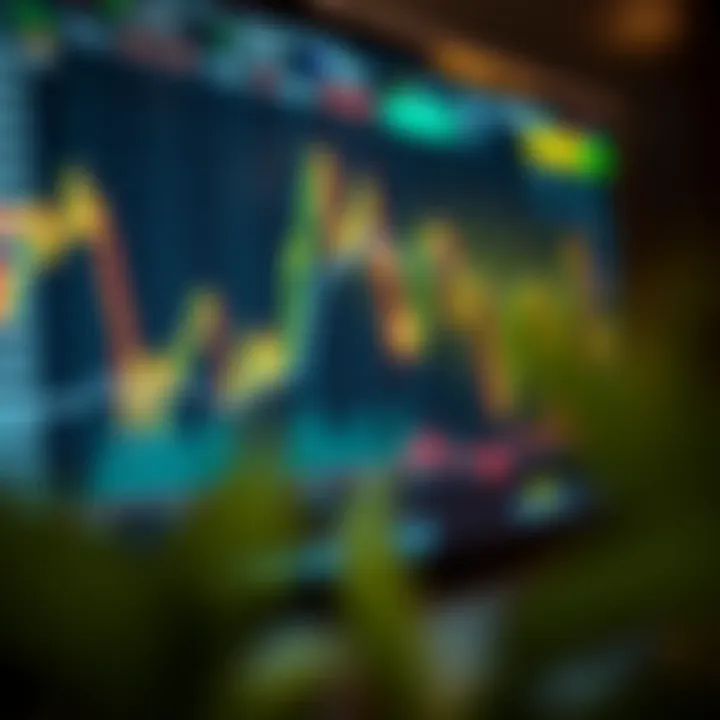 Graph showing simulated trading performance on a digital platform