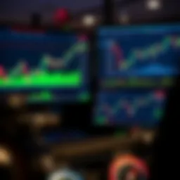 Comparing Demo and Real Financial Accounts Comparison between demo account and real account financial charts on computer screens
