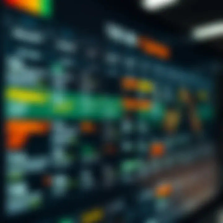 Economic calendar displaying key financial events and indicators on a digital screen