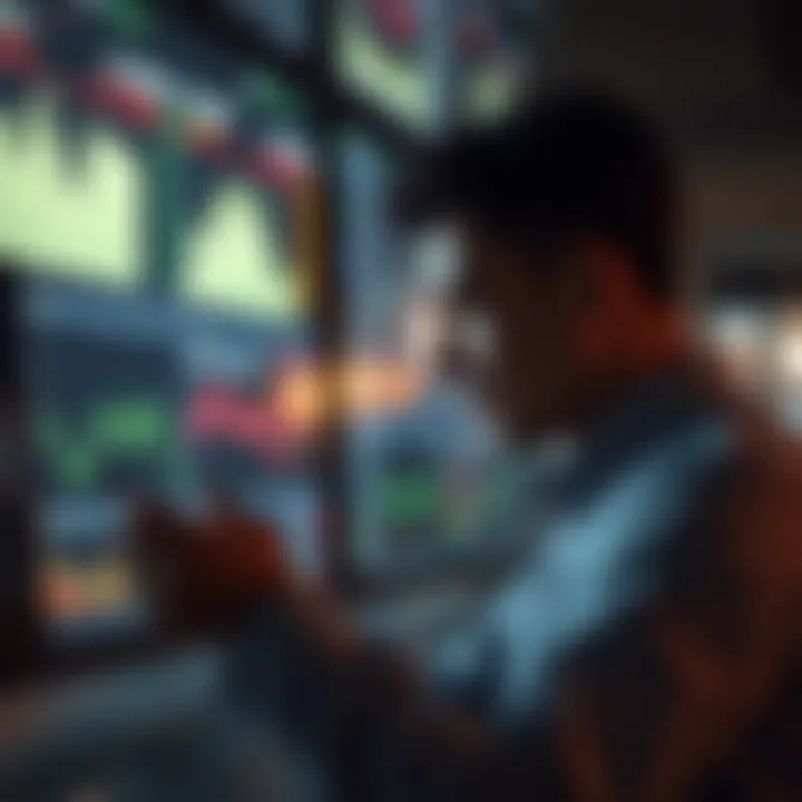 Financial analyst reviewing economic indicators on a digital dashboard