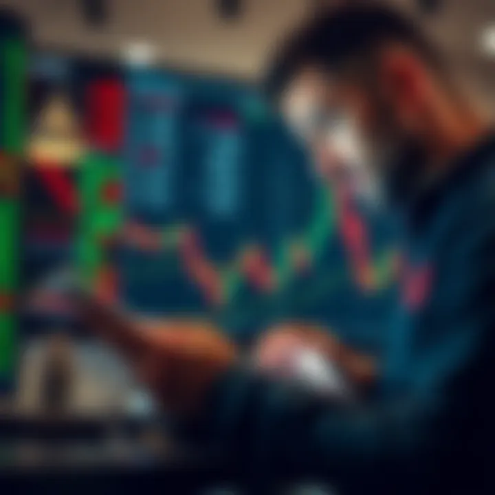 Trader analyzing forex economic calendar on a digital device for informed trading decisions