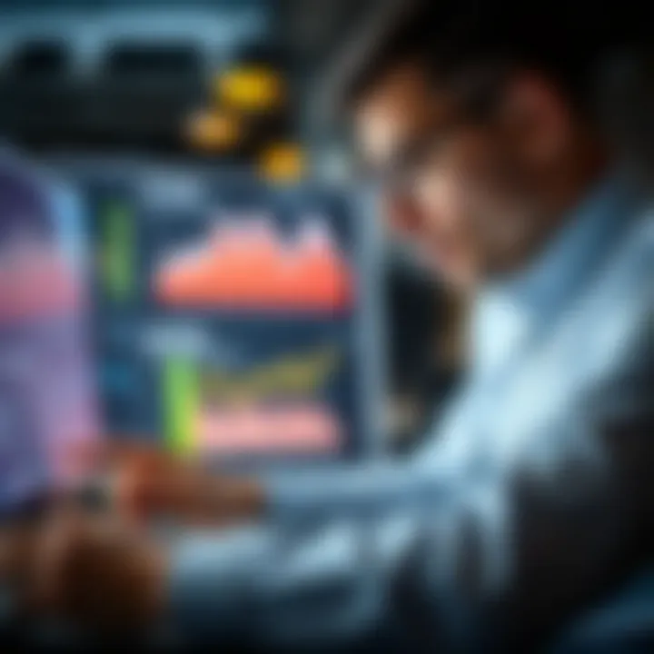 Investor analyzing economic data from multiple reliable sources for market insights