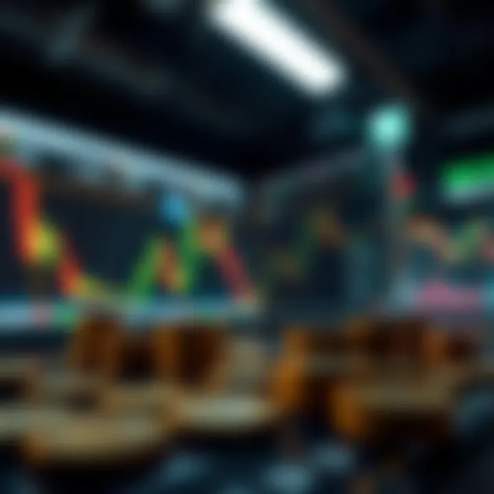 Conceptual illustration of investment risks and opportunities in financial trading