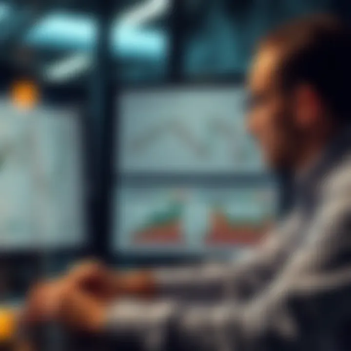 Investor analyzing market trends with economic calendar and graphs