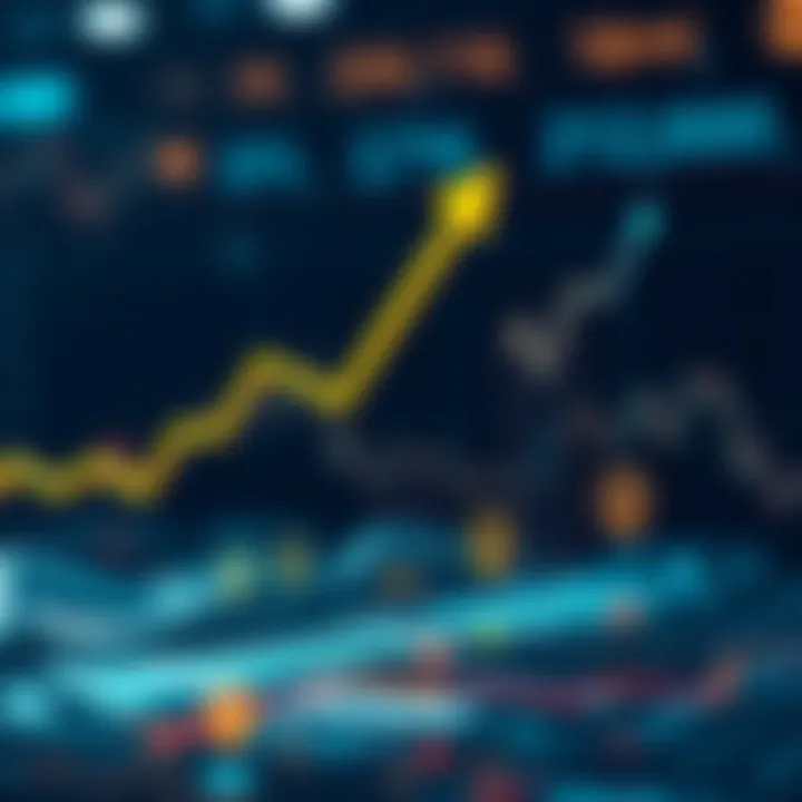 Illustration of market liquidity with upward trending arrows and stock symbols