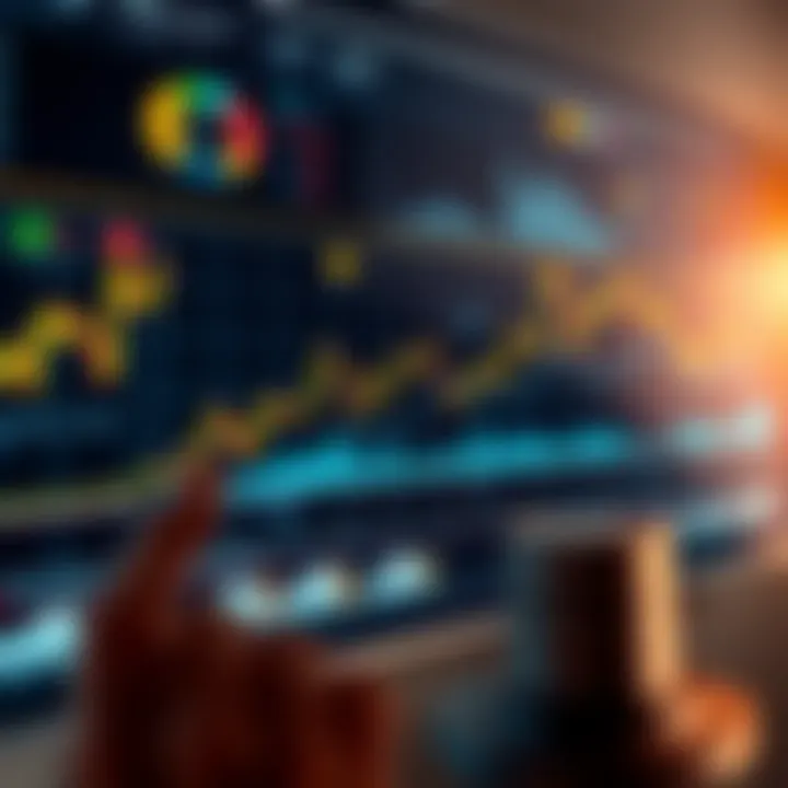Graph depicting market analysis data with various charts and statistics
