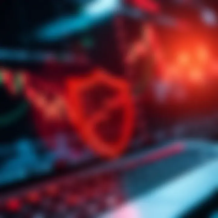 Concept of Secure Online Trading with Protective Elements and Financial Data Conceptual illustration of secure online trading with digital shield and financial graphs