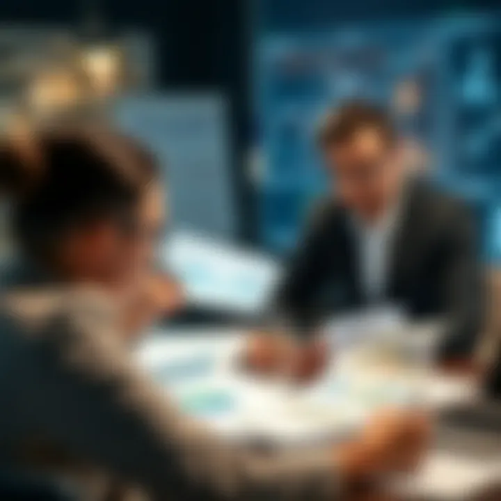 Business team discussing strategic market opportunities using data charts