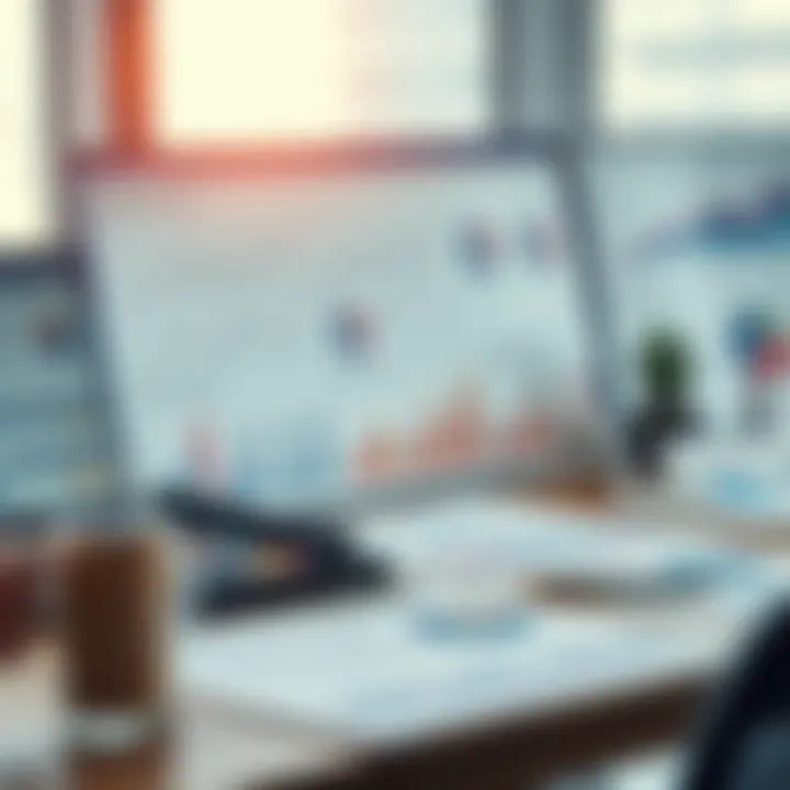 Various business charts and strategic planning tools displayed on a modern workspace