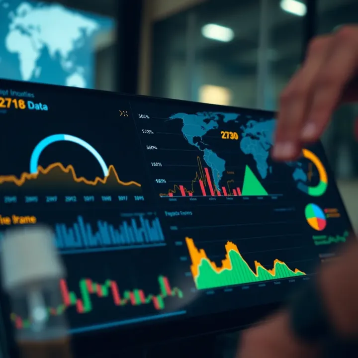 Dashboard displaying data visualization tools highlighting business opportunities and risk assessment