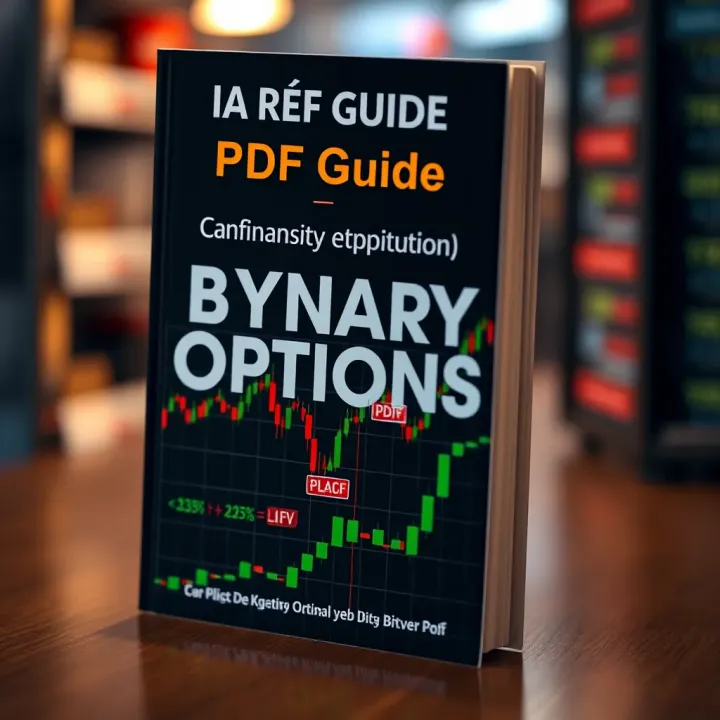 Cover of a free PDF book about binary options showing graphs and trading symbols
