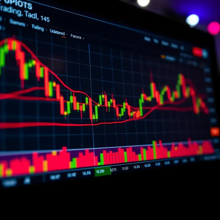 Binary options chart with technical indicators overlaid in a trading platform interface