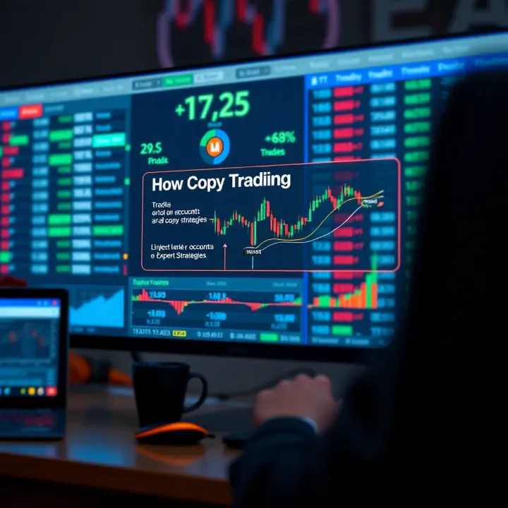 Diagram illustrating how copy trading works by linking investor accounts to expert trader strategies