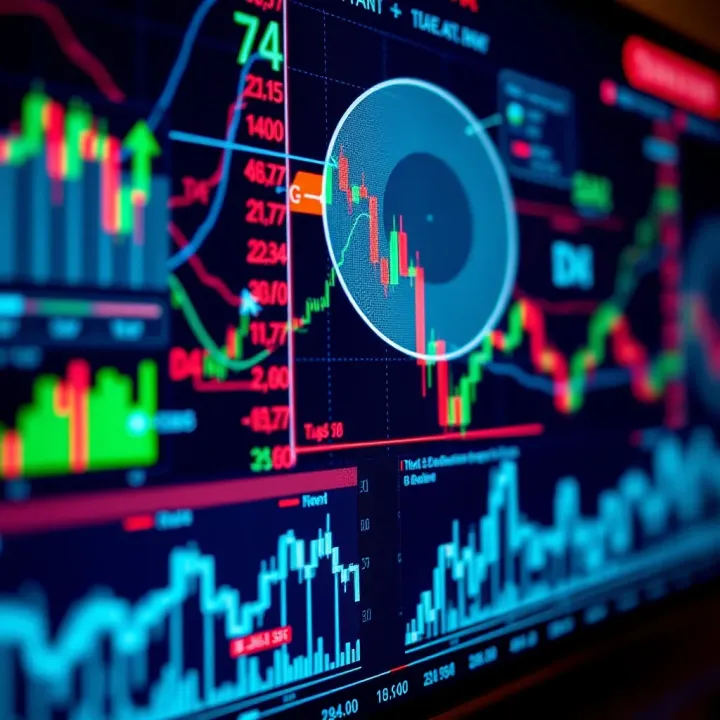 Illustration showing interconnected financial charts and graphs representing copy trading networks