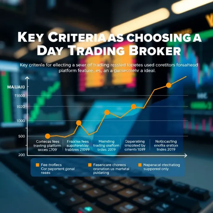 Graph illustrating key criteria for selecting a day trading broker including fees, platform features, and customer support