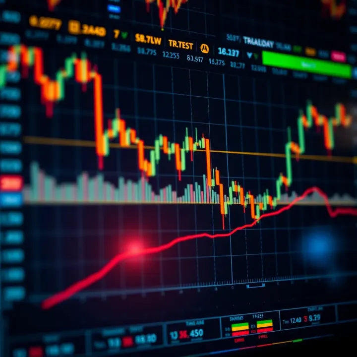 Graph showing stock price fluctuations with highlighted intraday trading points