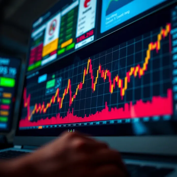 Intraday Volatility in Day Trading Markets Graph showing rapid fluctuations in stock prices within a single trading day