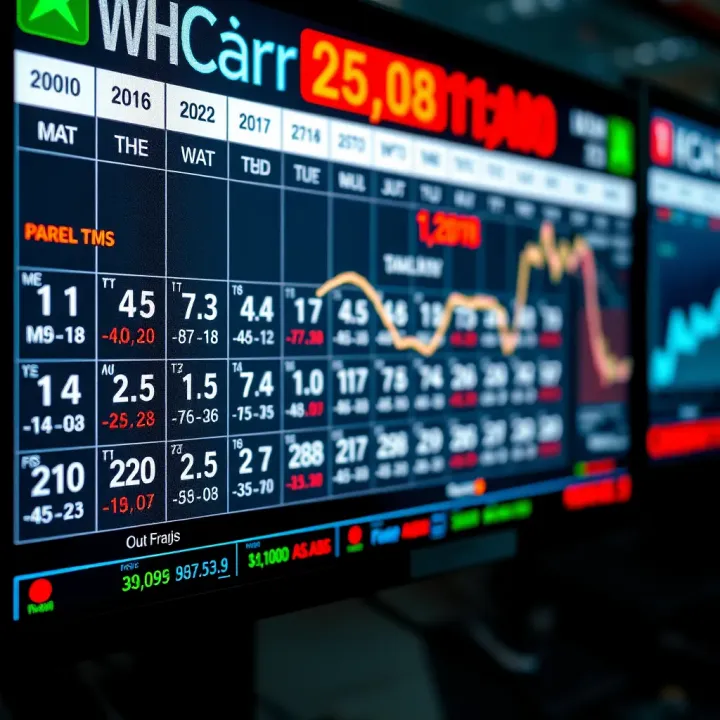 Economic calendar displaying upcoming financial events and data releases on a digital screen