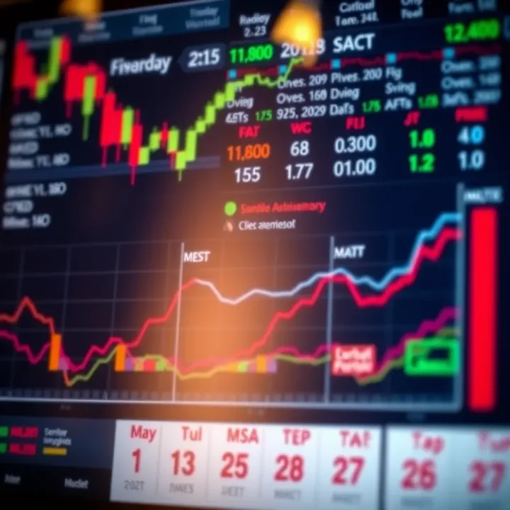 Financial calendar showing key economic indicators and market trends