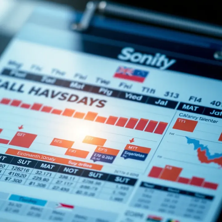 Calendar displaying economic events and market indicators for investor planning