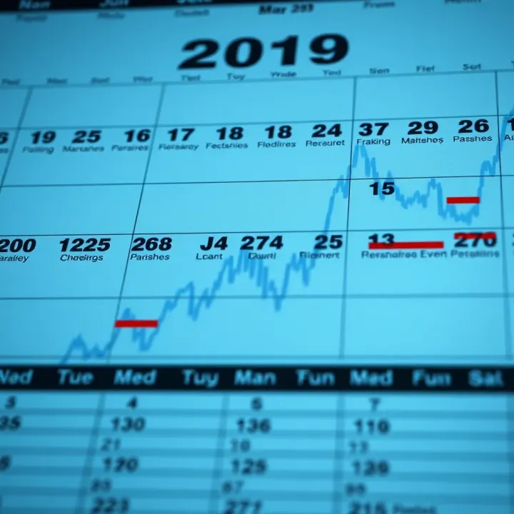 Calendar highlighting key financial events and market indicators