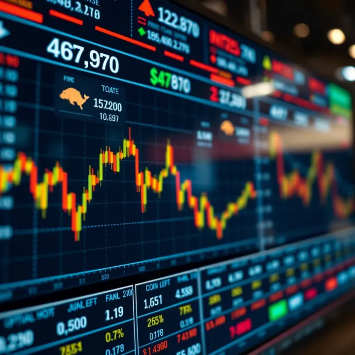 Financial market screen displaying multiple currency pairs and binary options data