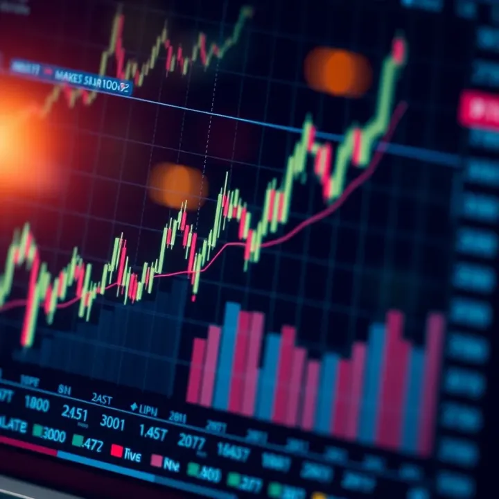 Graph showing global market trends influenced by economic events and data releases