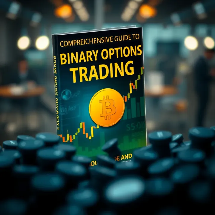 Digital book cover showing concepts of binary options trading in Portuguese