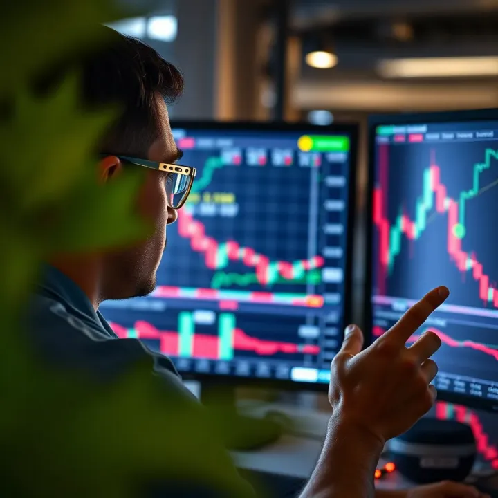 Trader analyzing price movements on a digital screen without using technical indicators