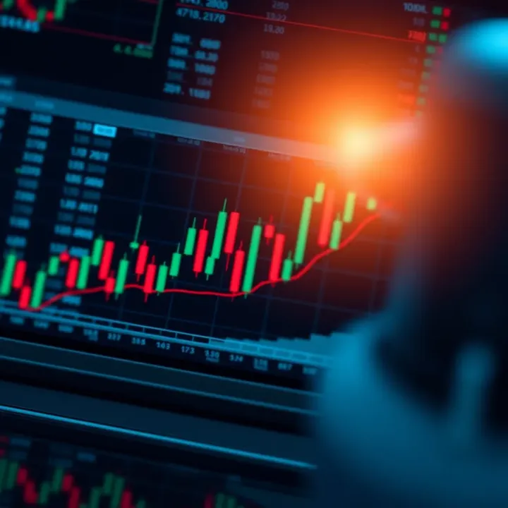 Financial Market Analysis for Day Trading Success Chart showing upward trend with candlesticks representing financial market analysis