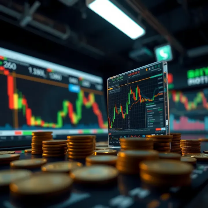 Conceptual illustration of investment risks and opportunities in financial trading