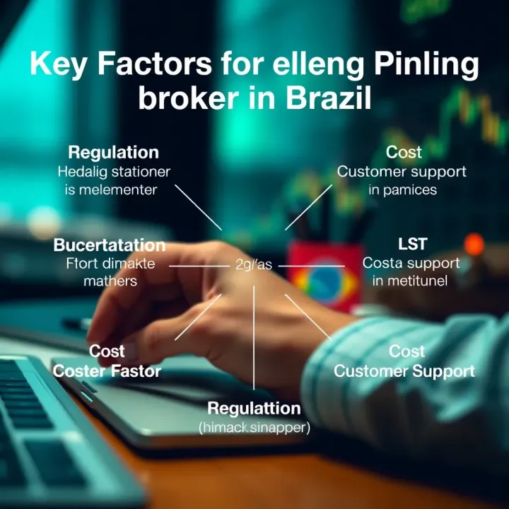 Visual representation of key factors like regulation, cost, and customer support for binary options brokers