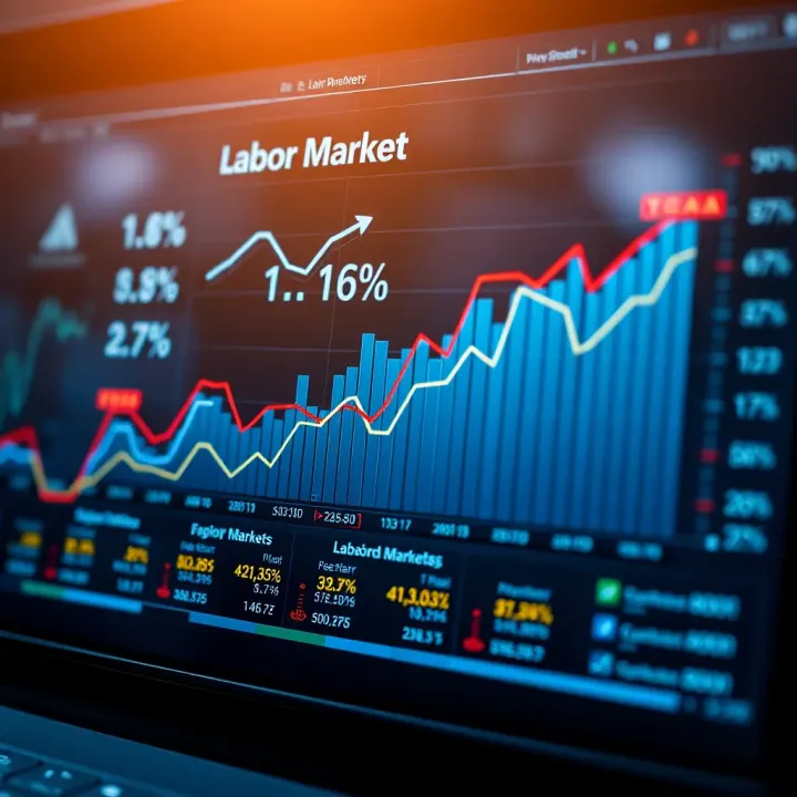 Labor Market Trends and Employment Data Visualization Graph displaying labor market trends and employment statistics in various industries