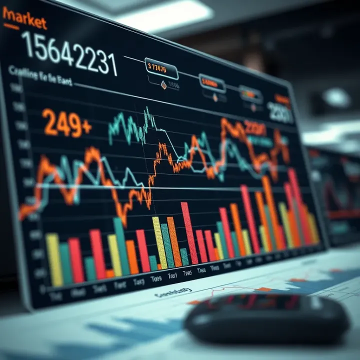 Graph depicting market trends and competitive analysis with various data points and charts