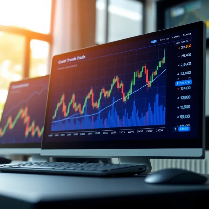 Graph showing market trends and data analysis on a digital screen